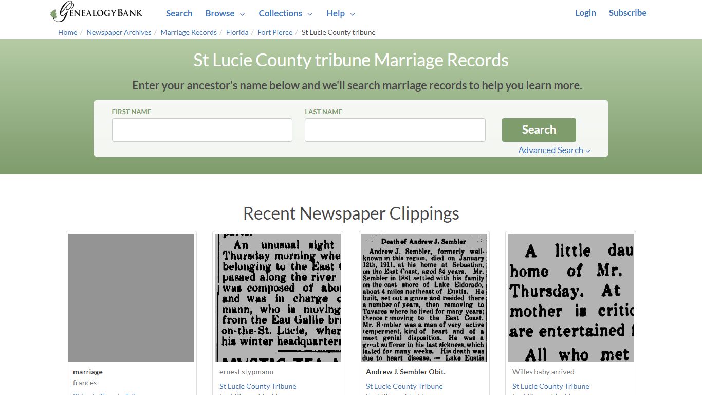 St Lucie County tribune Marriage Records Online Search